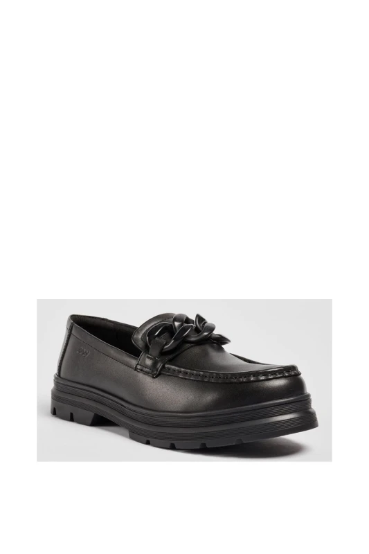 Image of Pod Girls Mina Platform Leather Loafers UK Size 7 (EU 41) Black POD016-BLACK-7