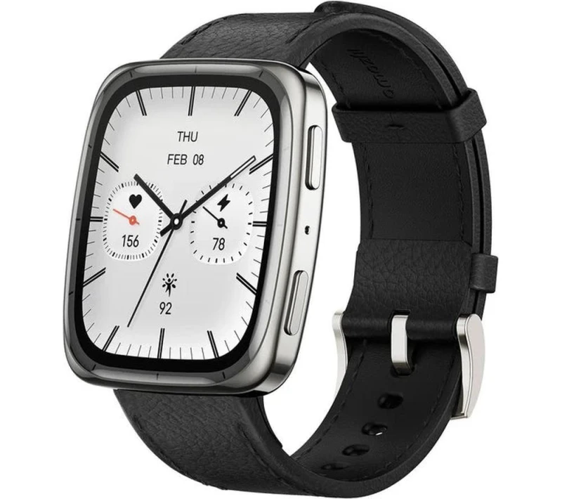 Image of AMAZFIT Active 2 Smartwatch - Black, Leather Strap, Black 6972596108818