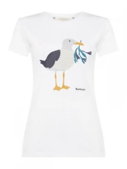 Image of Barbour Sandsend Short Sleeve Crew Neck Seagul Print Tee White