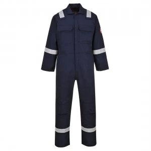 image of Biz Weld Mens Iona Flame Resistant Coverall Navy Blue 2XL 32"