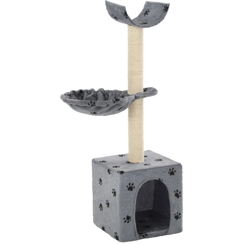 Image of VIDAXL Vidaxl - Cat Tree with Sisal Scratching Posts 105cm Paw Prints Grey 8718475600244