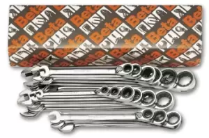 image of Beta Tools 142 /S15 15pc Reversible Combination Ratchet Wrench Set Box 001420074