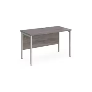 image of Maestro 25 straight desk 1200mm x 600mm - silver H-frame leg and grey oak top