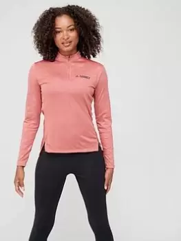 Image of adidas Terrex Womens Mountain Half Zip Top - Pink, Red Size M Women