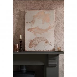 Image of Rose Gold Koi Carp Metallic Printed Canvas