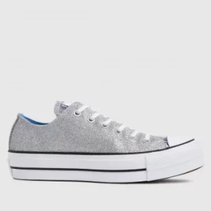 image of Converse Silver Glitter Lift Ox Trainers