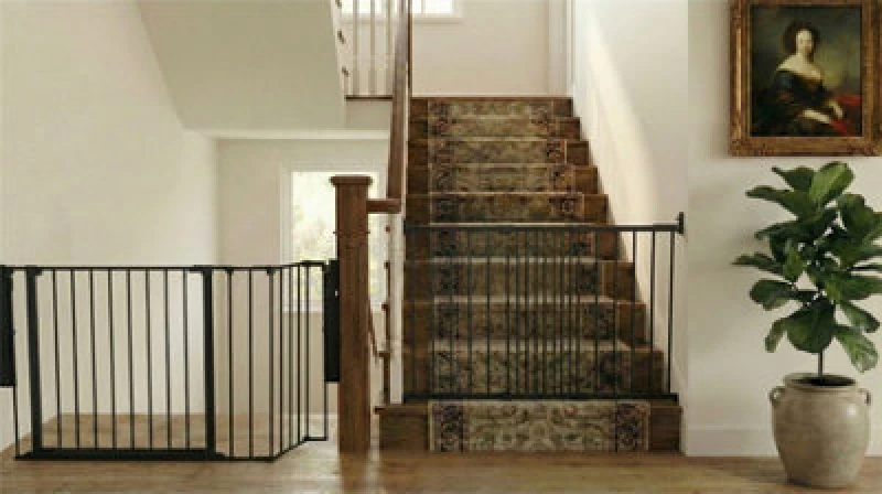 Image of Safetots Solution For Up And Down Staircases, Black, Multi Panels, Up To 122Cm, And, Screw Fit Gate, 67Cm - 105.5Cm