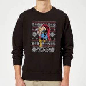 Marvel Comics The Mighty Thor Christmas Knit Black Christmas Sweatshirt - XXL - Black