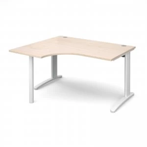 image of TR10 Left Hand Ergonomic Desk 1400mm - White Frame maple Top