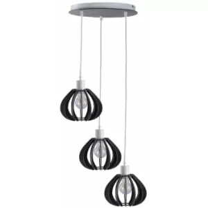 image of Keter Nicoleta Cluster Pendant Ceiling Light Grey, 32cm, 3x E27