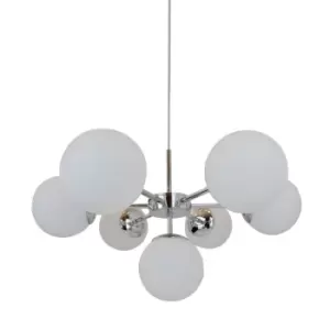 Image of Jena Globe Pendant Ceiling Light, Chrome, White, 7x E14