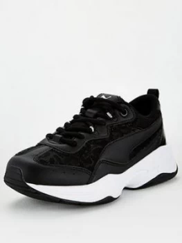 Puma Puma Cilia Mesh Glitter Junior Trainers, Black/White, Size 3