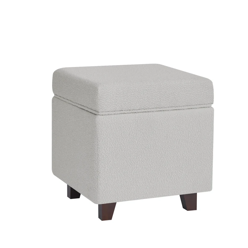 Image of Alan Symonds Cambridge Boucle Square Storage Ottoman Footstool Grey unisex 50x46cm