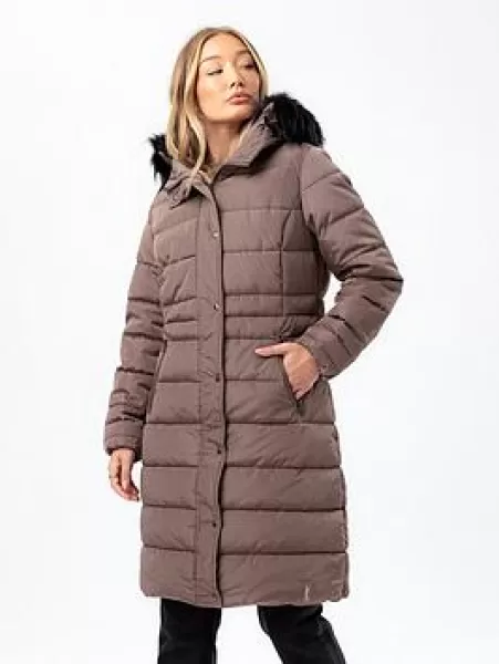 Image of Hype Womens Iron Longline Padded Woven Label Jacket