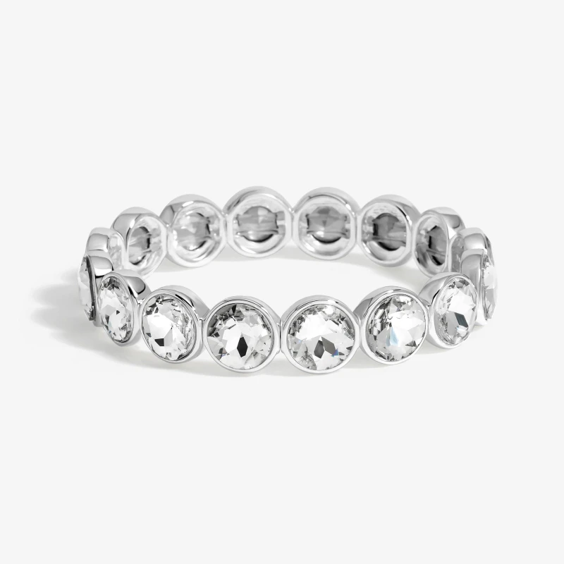 Image of Jon Richard Silver Plated Statement Crystal Stretch Bracelet Jewellery Sets One Size Silver 38599111000