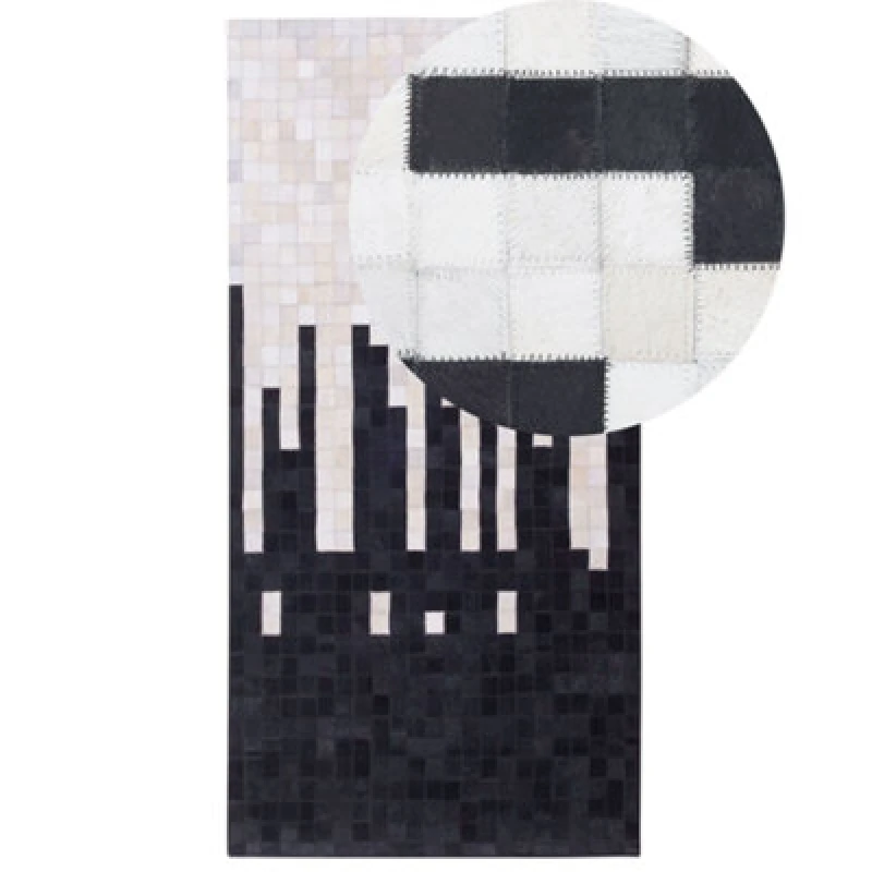 Image of Beliani Rug Bolu Black 80 X 150 Cm Leather