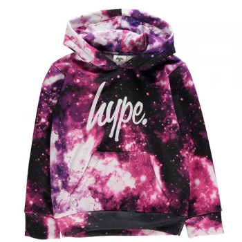 image of Hype Pink Space Print Kids Pullover Hoodie - Pink