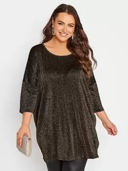 Image of Yours Drop Shoulder Lurex Jumper Gold, Size 18-20, Women