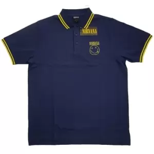 Image of Nirvana - Smiley Unisex XX-Large Polo Shirt - Blue