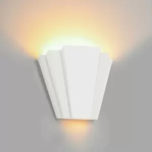 image of Harperliving - Art Deco Up/Down Wall Light, White Ceramic Finish, G9 Bulb Cap - White