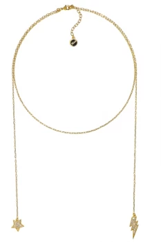 image of Ladies Karl Lagerfeld Gold Plated Hanging Star & Lighning Necklace 5378158