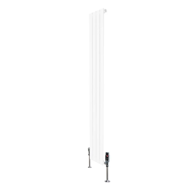 Image of Monstershop Flat Single Column Radiator & Valves - 1600mm x 280mm - White White Unisex