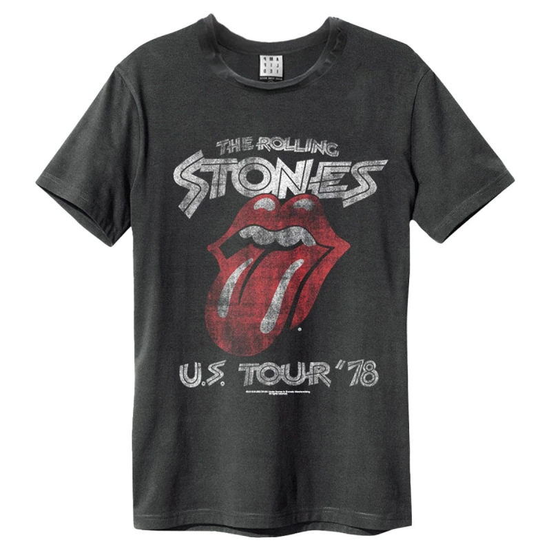 Image of Amplified Amplified Men US Tour 78 The Rolling Stones T-Shirt in Charcoal Size: X-Small Charcoal XS Male 5063238051362