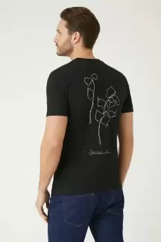 Image of Mens Black Short Sleeve Stockholm Print T-Shirt