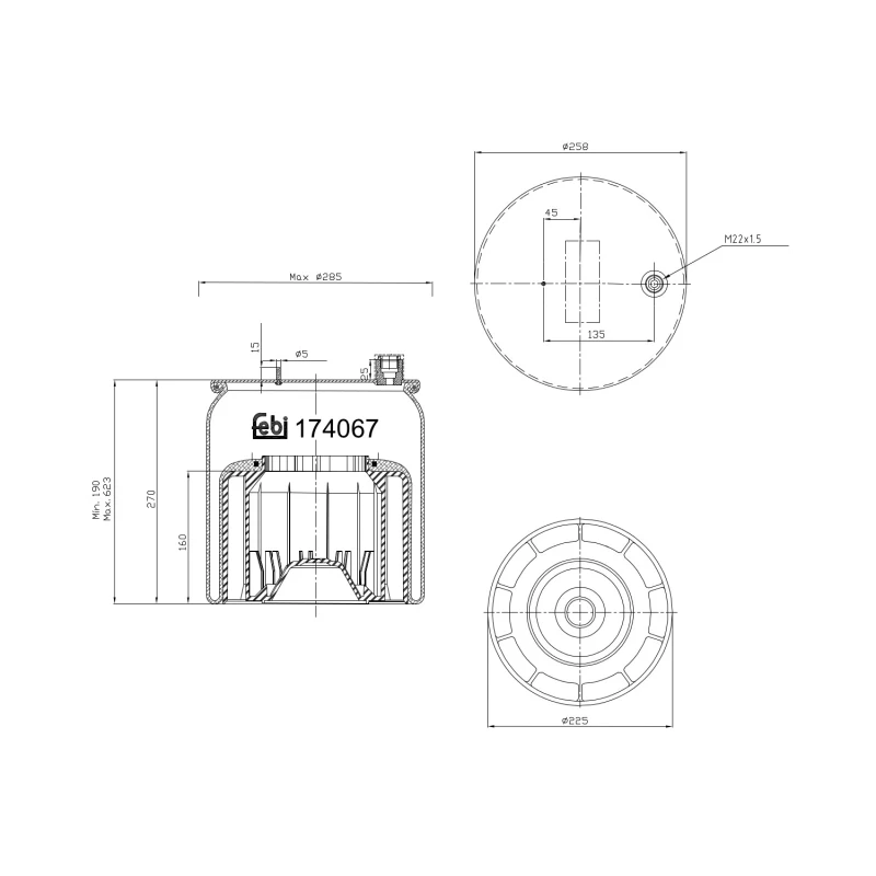 Image of FEBI BILSTEIN 174067 Boot, air suspension Front Axle Boot,air suspension (324)