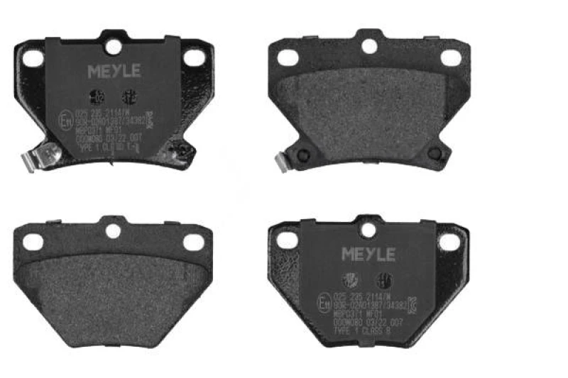 Image of MEYLE 025 235 2114/W Brake pad set Rear Axle, with acoustic wear warning, Original Quality, with anti-squeak plate Brake Pad Set,disc brake (402)