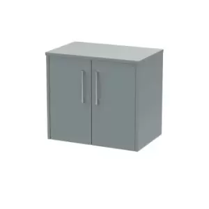 Image of Hudson Reed Juno 600mm Wall Hung 2 Door Vanity & Worktop - Coastal Grey
