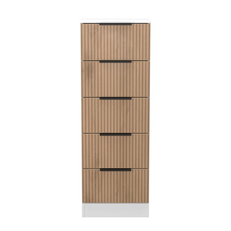 Image of Welcome Furniture Ready Assembled Java 5 Drawer Bedside Cabinet, White JAV003SEWM