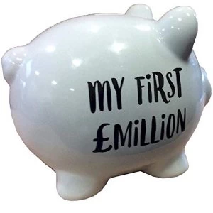 image of 'Pennies & Dreams' Ceramic Pig Money Bank - My First Million