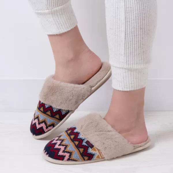 Image of totes Fair Isle Knit Mule Slippers MultiColoured