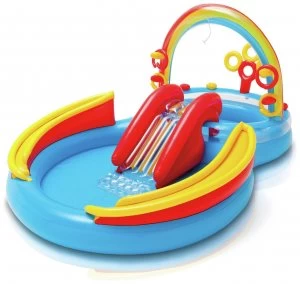 Image of Intex 9.5ft Rainbow Ring Play Kids Paddling Pool - 201L