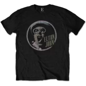 Elton John - Circle Unisex Small T-Shirt - Black