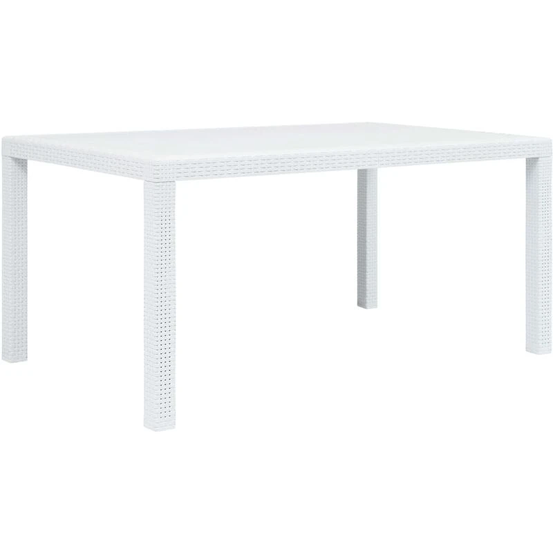 Image of VIDAXL Garden Table White 150x90x72cm Plastic Rattan Look Vidaxl 45604