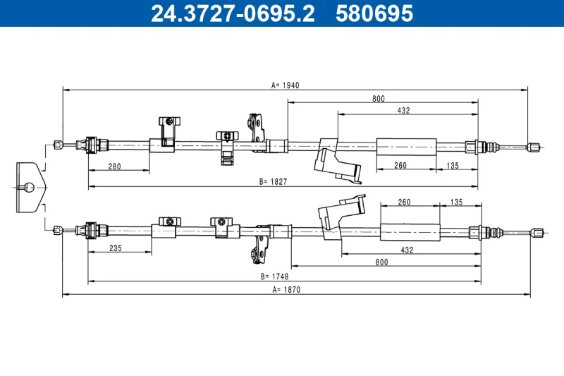 Image of Handbrake cable ATE 24.3727-0695.2