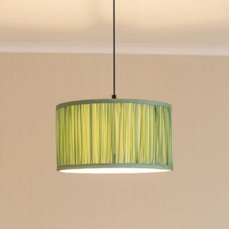 Image of ValueLights Jess Fabric Ruched Pleated Ceiling Floor Table Large Lamp Shade with LED Bulb Pale Green