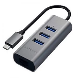 image of Satechi USB Hub-Ethernet Port 2-in-1 Space Grey