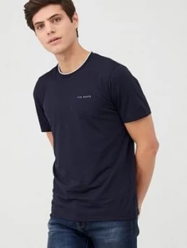 Ted Baker Short Sleeve Branded T-Shirt - Navy, Size 3, Men