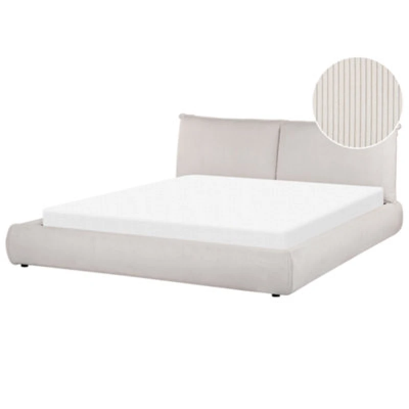 Image of Beliani Bed Corduroy Vinay 180 X 200 Cm (Eu Super King) Light Beige