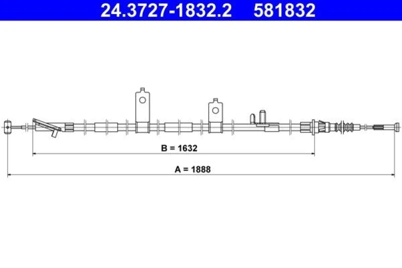 Image of ATE 24.3727-1832.2 Brake Cable 1888mm Cable,parking brake (124)