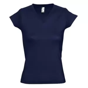 Image of SOLs Womens/Ladies Moon V Neck Short Sleeve T-Shirt (3XL) (French Navy)