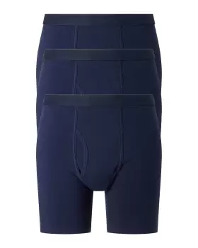 Image of Cotton Traders Mens 3 Pack Longer Length Trunks in Blue
