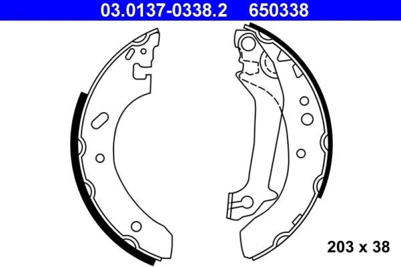 Image of ATE 03.0137-0338.2 Brake Shoes Brake Shoe Set (70)