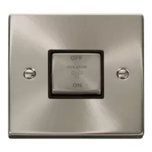 Image of Deco 10A Ingot 3 Pole Fan Isolation Plate Switch - Black - Satin Chrome - 241975