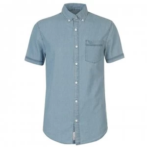 image of Original Penguin Penguin Short Sleeved Chambray Shirt Mens - Dark Denim