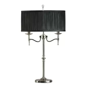 Stanford 2 Light Table Lamp Polished Nickel Plate with Black Shade, E14