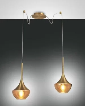 Image of Apollo Dome Pendant Ceiling Lights Satin Brass Glass, E27